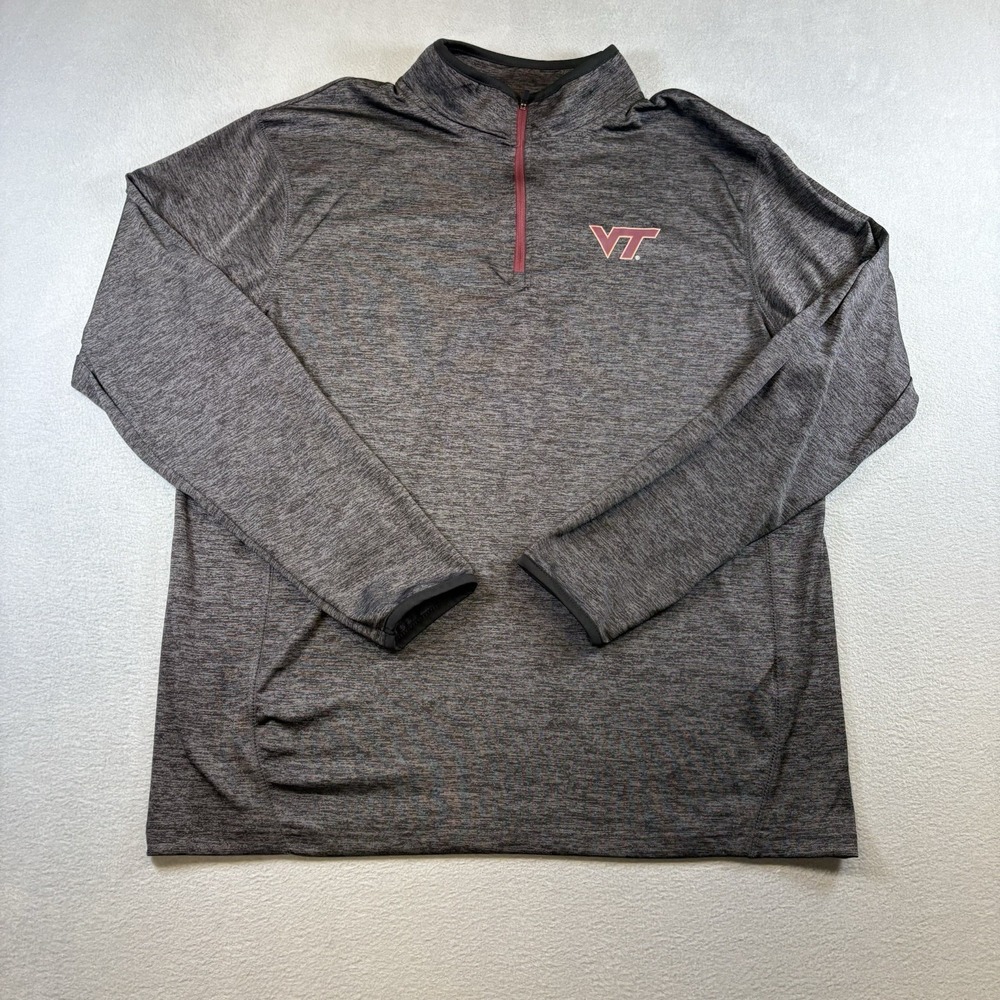 Colosseum Virginia Tech Hokies 1/4 Zip Pullover Men's Large Gray Performance